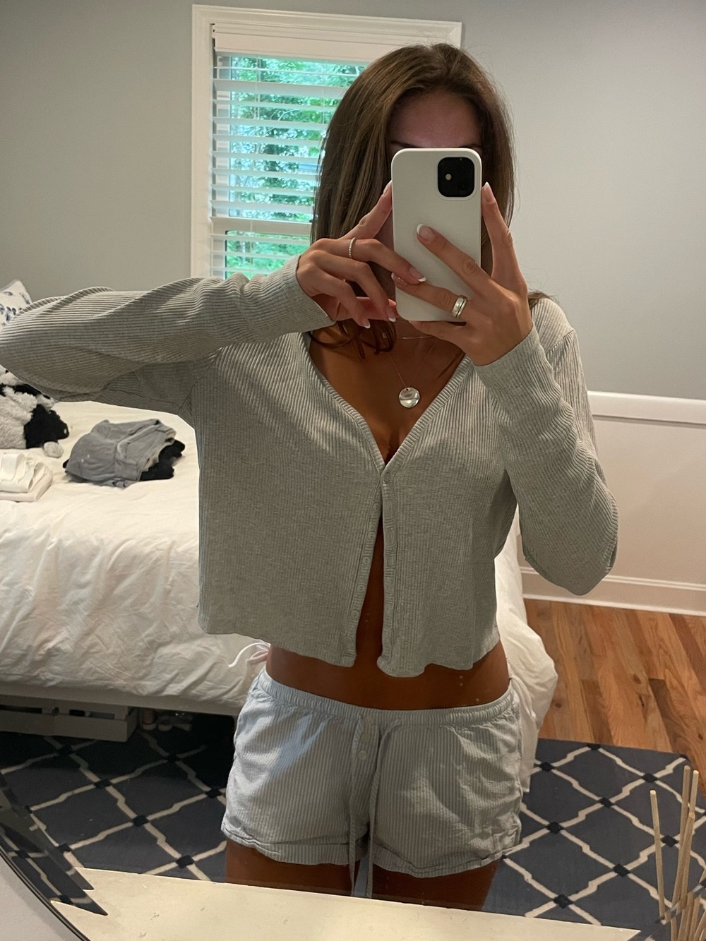 H&M Light Gray Ribbed Tank Top